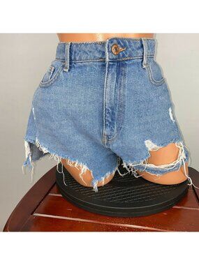 Forever 21 Cutoff Jean Short Womens US 29 Distressed Holes Summer Festival Beach